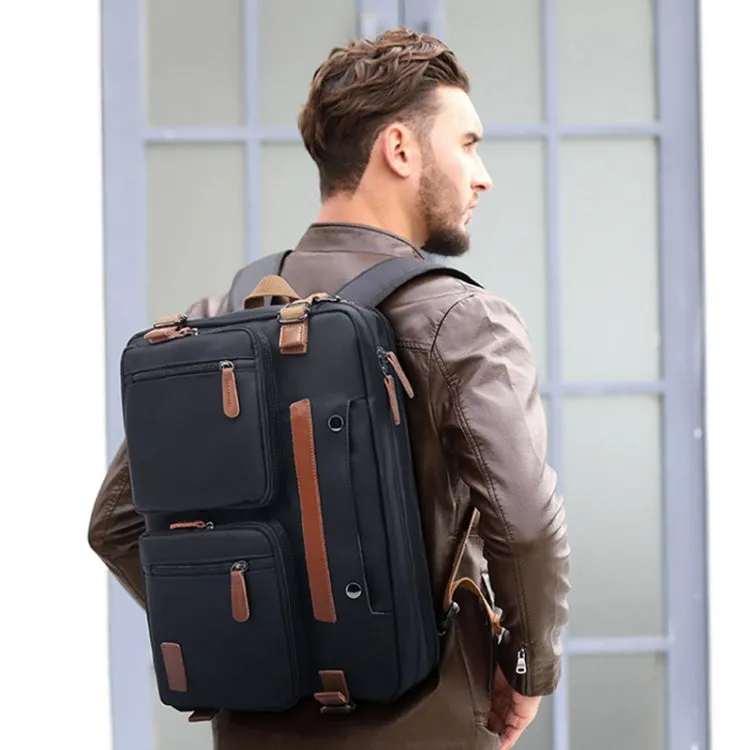 10001 Business Computer Backpack Multifunctional Simple Waterproof Nylon Travel Backpack, Size: 15.6 inch(Canvas Gray)