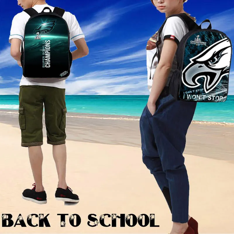 17" 3D Eagles Backpack "I Can't Stop"|NFL Phila Eagles Backpacks for School|Laptop Backpack|Bookbag