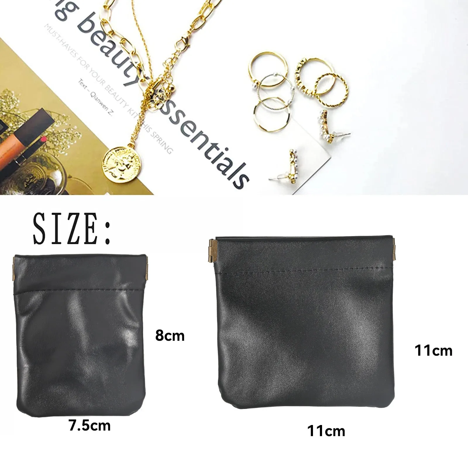 6pcs Leather Jewelry Storage Bag Travel Bag Makeup Cosmetic Pouch Wedding Party Gift Bags