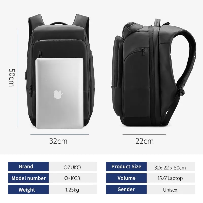 Backpack with 180 Degree Opening USB Charging Port Backpacks Waterproof Travel Backpack