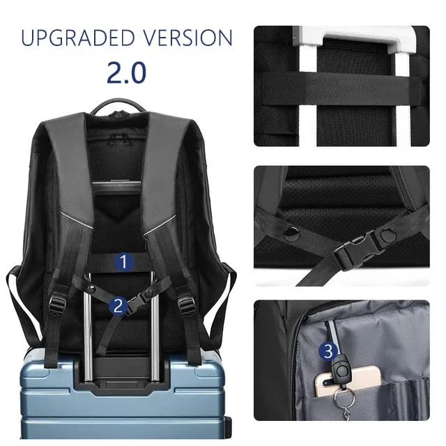 Backpack with 180 Degree Opening USB Charging Port Backpacks Waterproof Travel Backpack