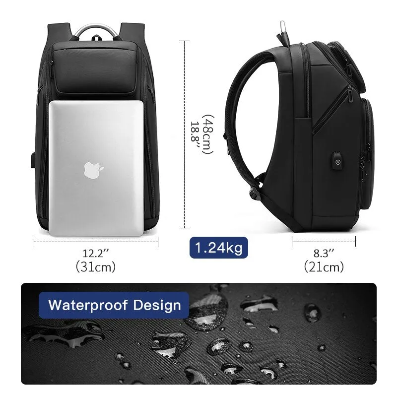 Backpack with Water Bottle Pocket for Men 15.6inch Backpacks Waterproof Travel Bag USB Charging Port