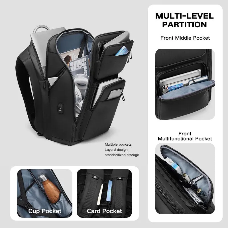 Backpack with Water Bottle Pocket for Men 15.6inch Backpacks Waterproof Travel Bag USB Charging Port