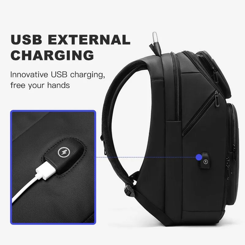 Backpack with Water Bottle Pocket for Men 15.6inch Backpacks Waterproof Travel Bag USB Charging Port