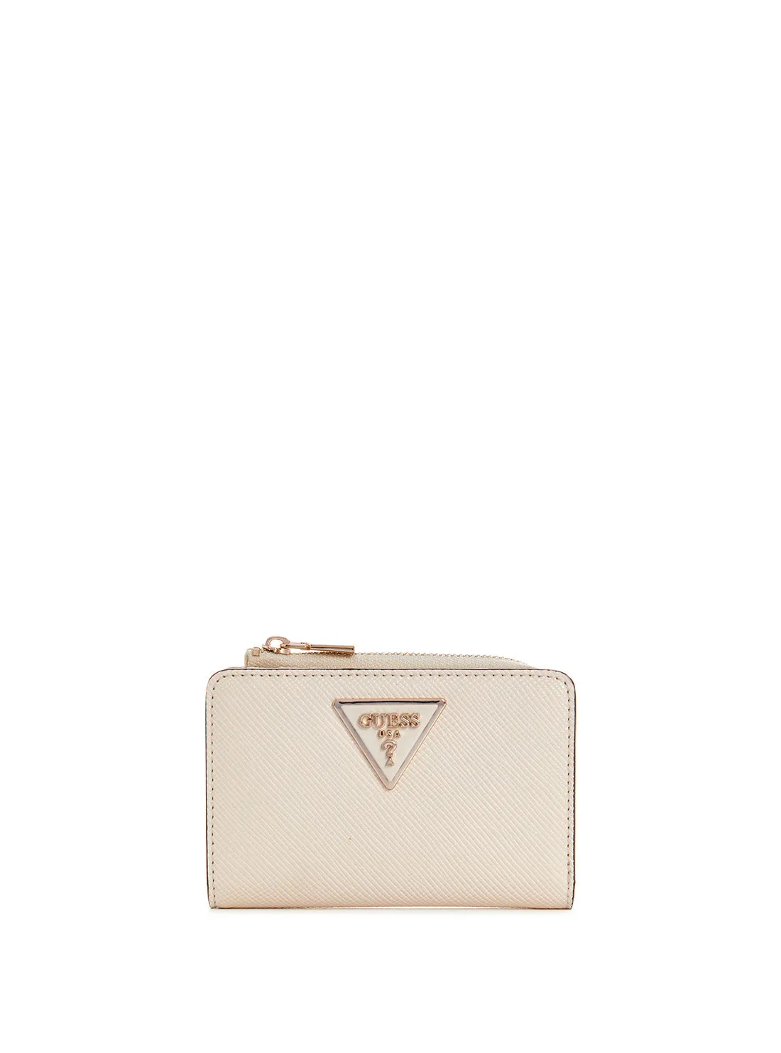 Beige Laurel Zip Card Case