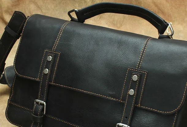 Black Cool Leather Messenger Bag Handbag Shoulder Bag For Men