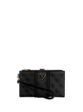 Black Logo Noreen Double Zip Wallet