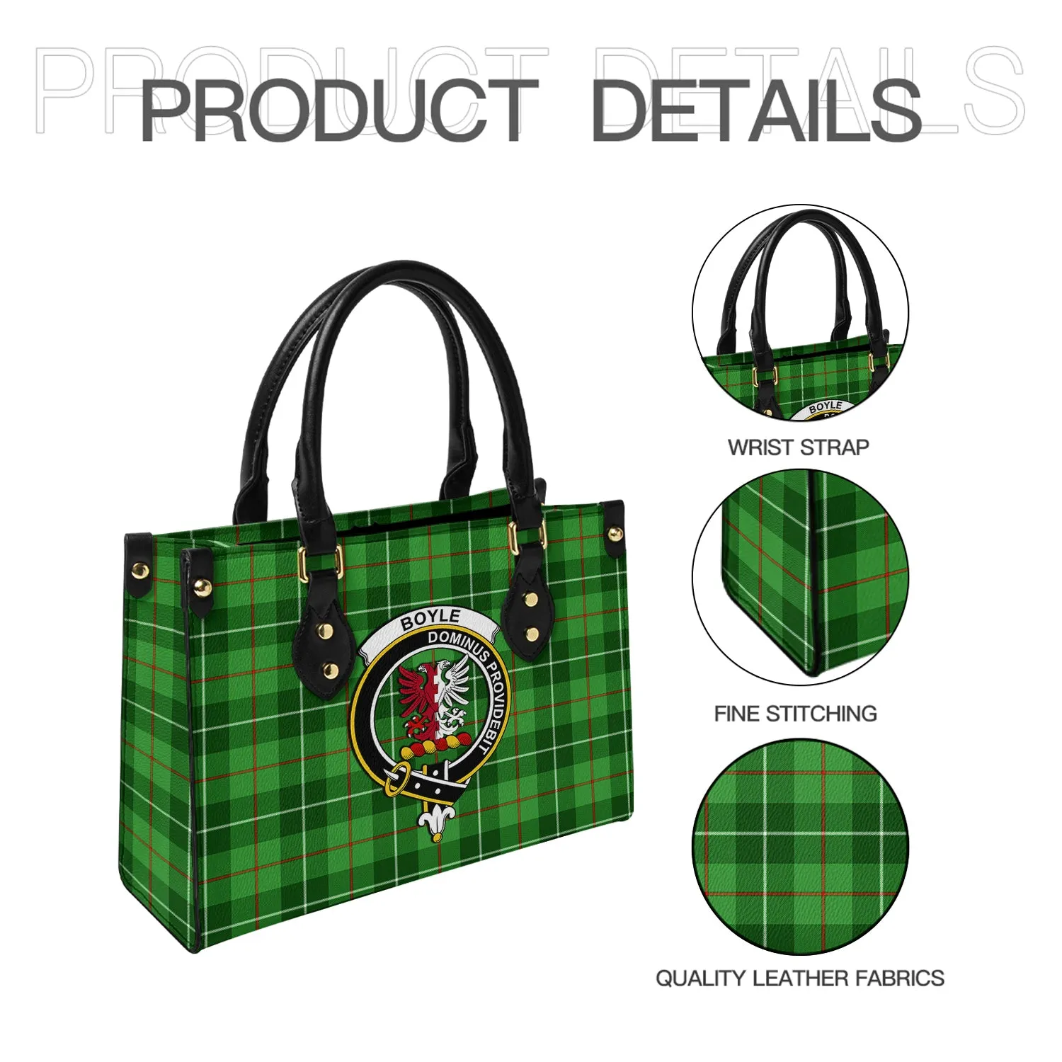 Boyle Tartan Leather Bag with Family Crest