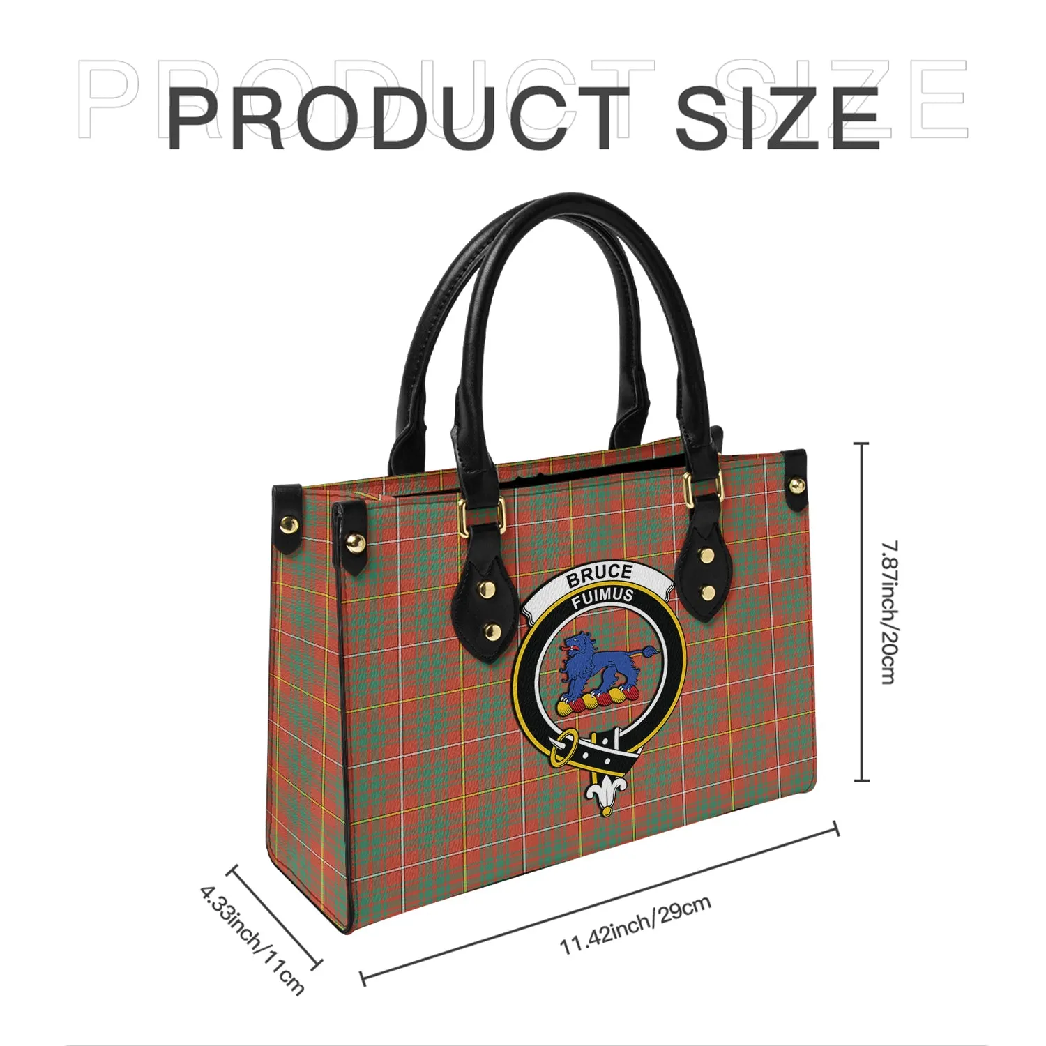 Bruce Ancient Tartan Leather Bag with Family Crest