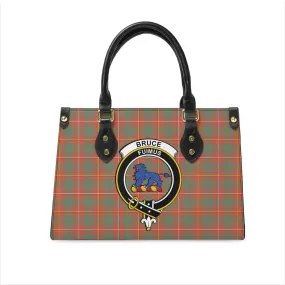 Bruce Ancient Tartan Leather Bag with Family Crest