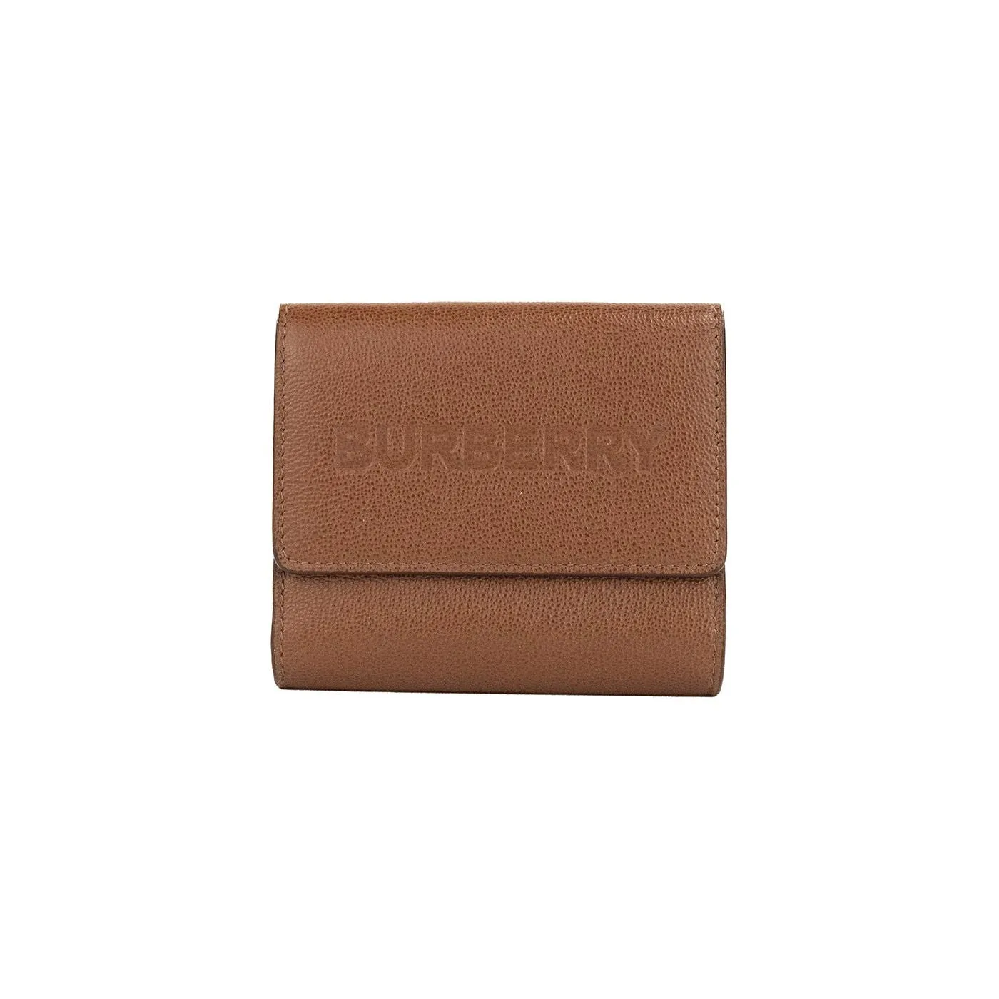 Burberry Luna Tan Grained Leather Small Coin Pouch Snap Wallet