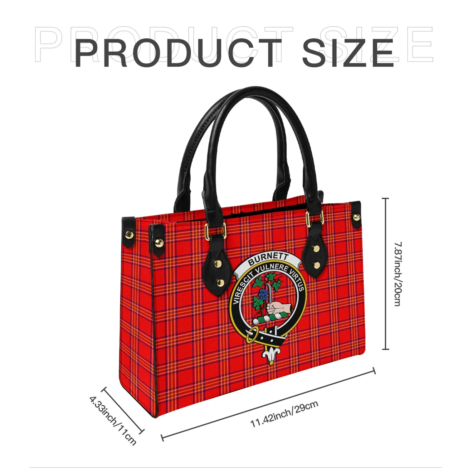 Burnett Modern Tartan Leather Bag with Family Crest