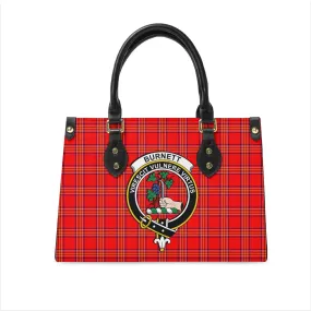 Burnett Modern Tartan Leather Bag with Family Crest