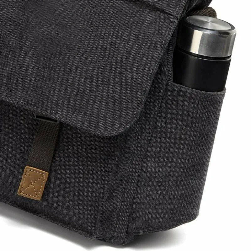 Canvas Messenger Bag with Padded Laptop Compartment