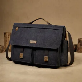 Canvas Messenger Bag with Padded Laptop Compartment