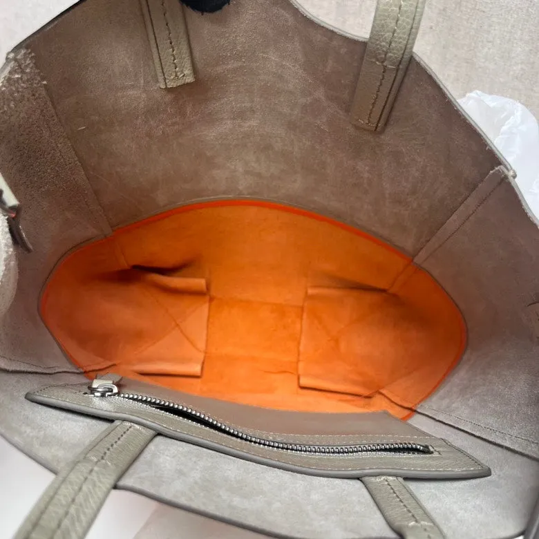 Celine Gray Orange Leather Bucket Bag Medium