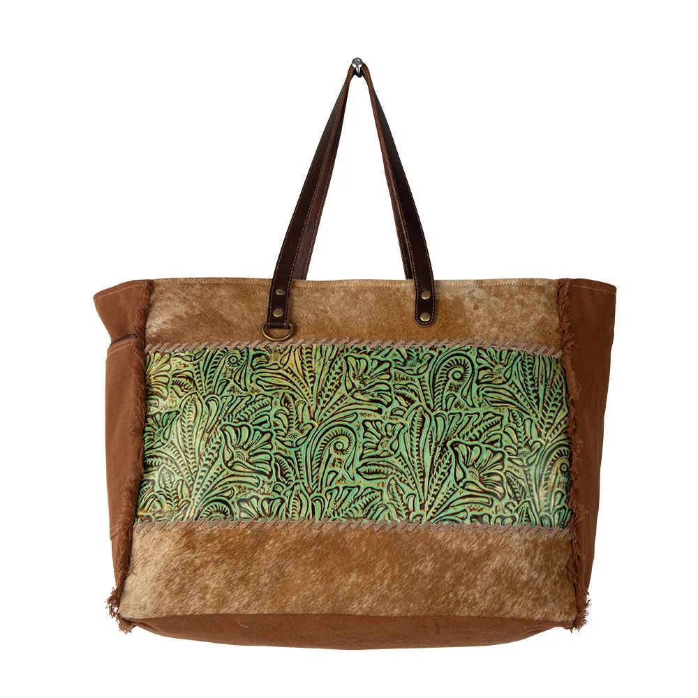 Cheyenne Verte Leather and Hairon Bag