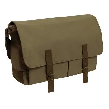 Deluxe Vintage Style Canvas Messenger Bag - Olive Drab