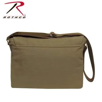 Deluxe Vintage Style Canvas Messenger Bag - Olive Drab