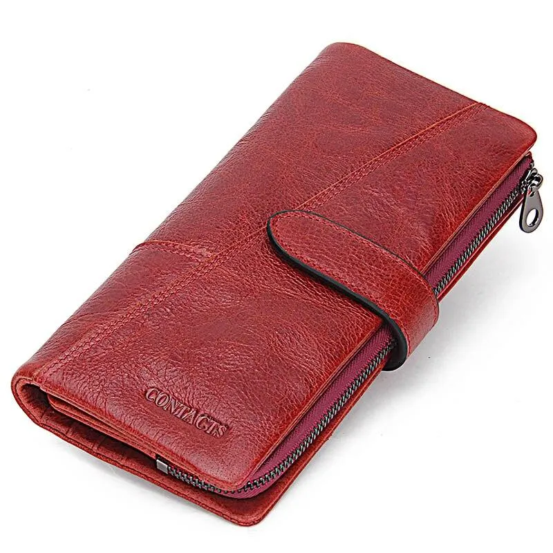 Fashionable Ladies' Genuine Leather Wallet For Coin Cell Phone Card