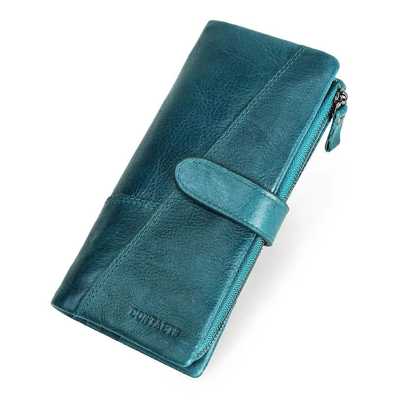 Fashionable Ladies' Genuine Leather Wallet For Coin Cell Phone Card