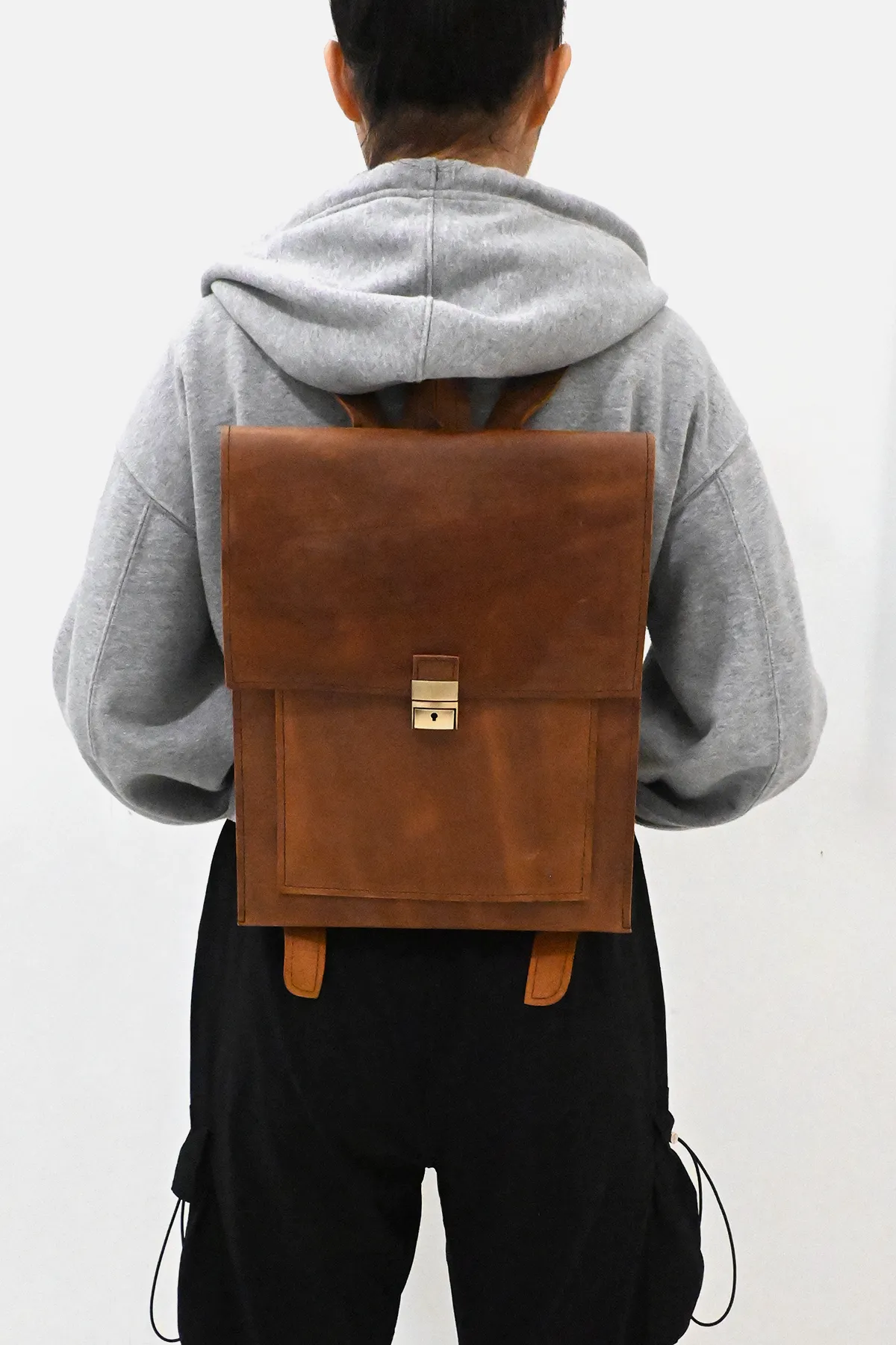 Flat Leather Backpack