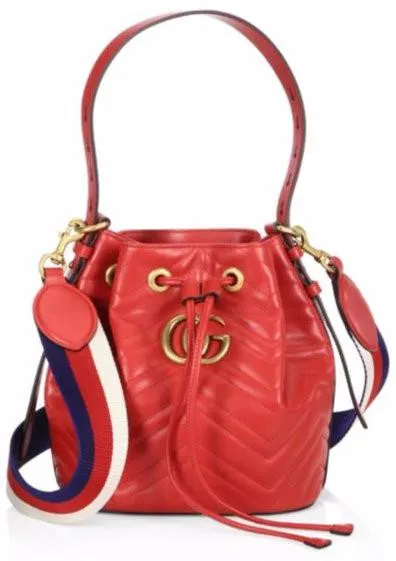 GG Marmont Quilted Leather Bucket Bag - White or Red