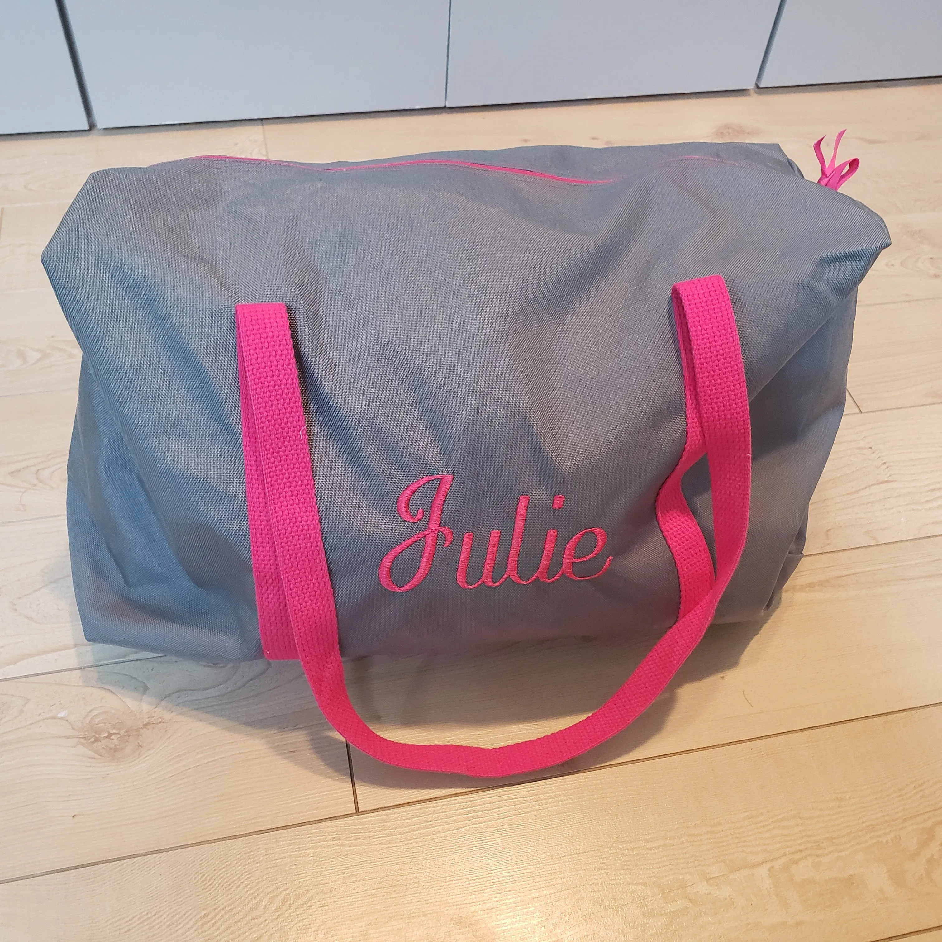 Gray and Hot Pink Duffle