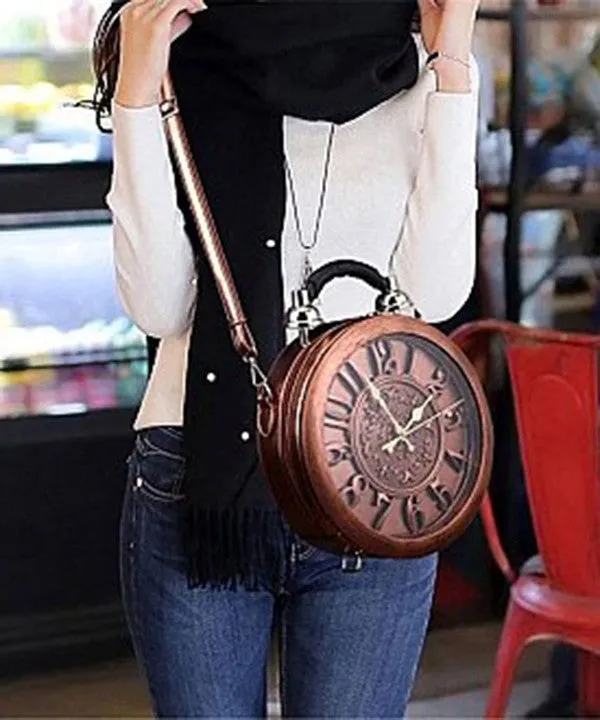 Green Real Alarm Clock Vintage Women Crossbody Bag