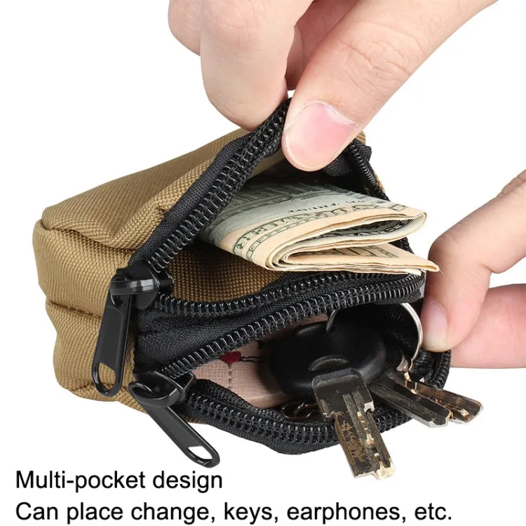 H25 Outdoor Sports Nylon Micro Slingshot Steel Ball Waist Bag Mini Coin Purse(Khaki)