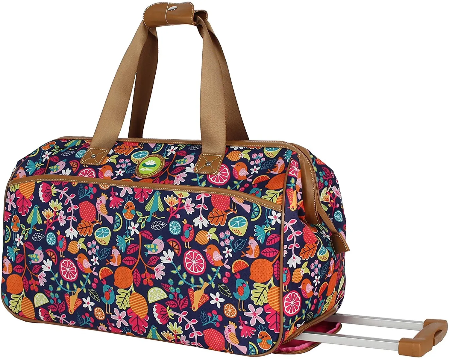 Lily Bloom Luggage Designer Pattern Suitcase Wheeled Duffel Carry On Bag 22in