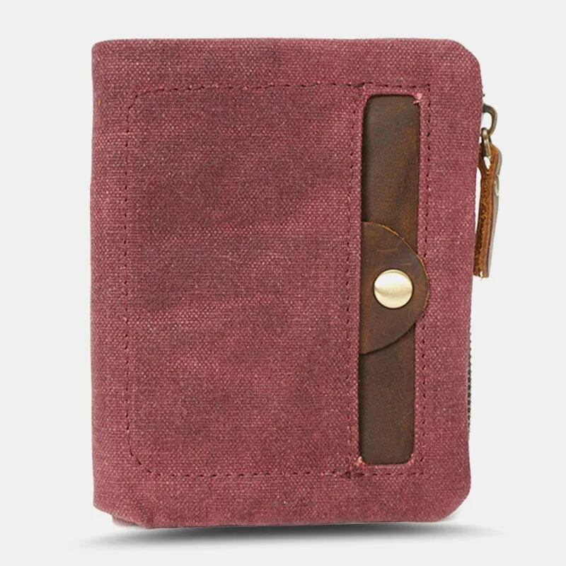 Men Canvas Vertical Short Wallets Casual Waterproof Multi-card Slot Card Holder Coin Purse Money Clip