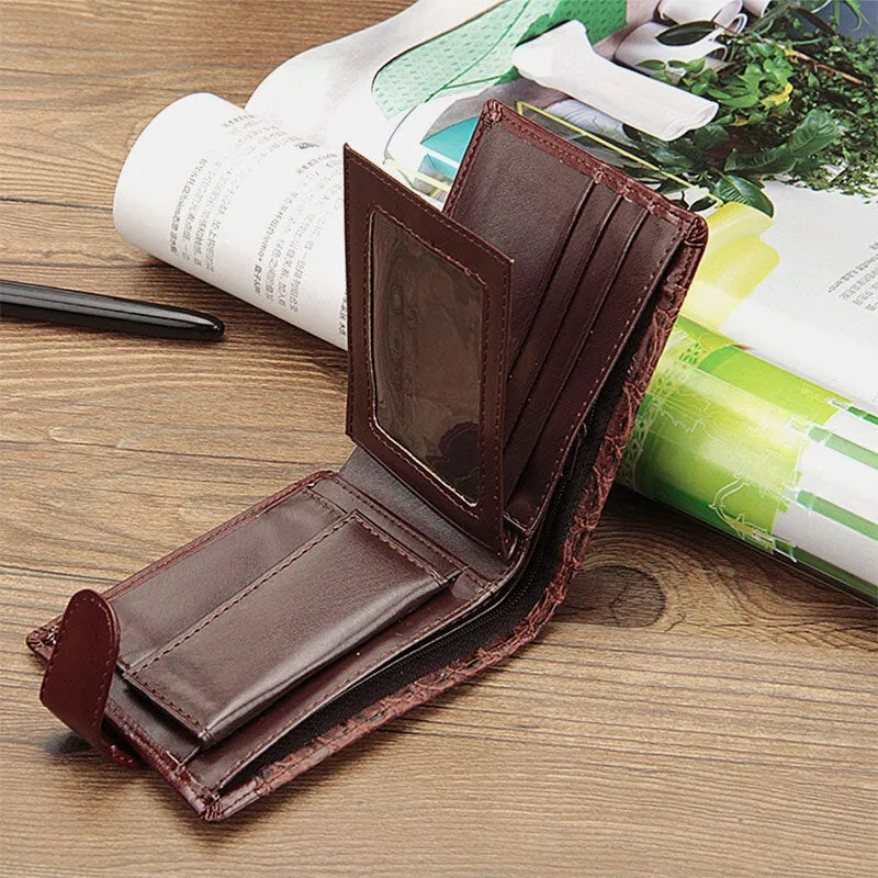 Men Faux Leather Contrast Color Retro Business Fashion Card Holder Wallet