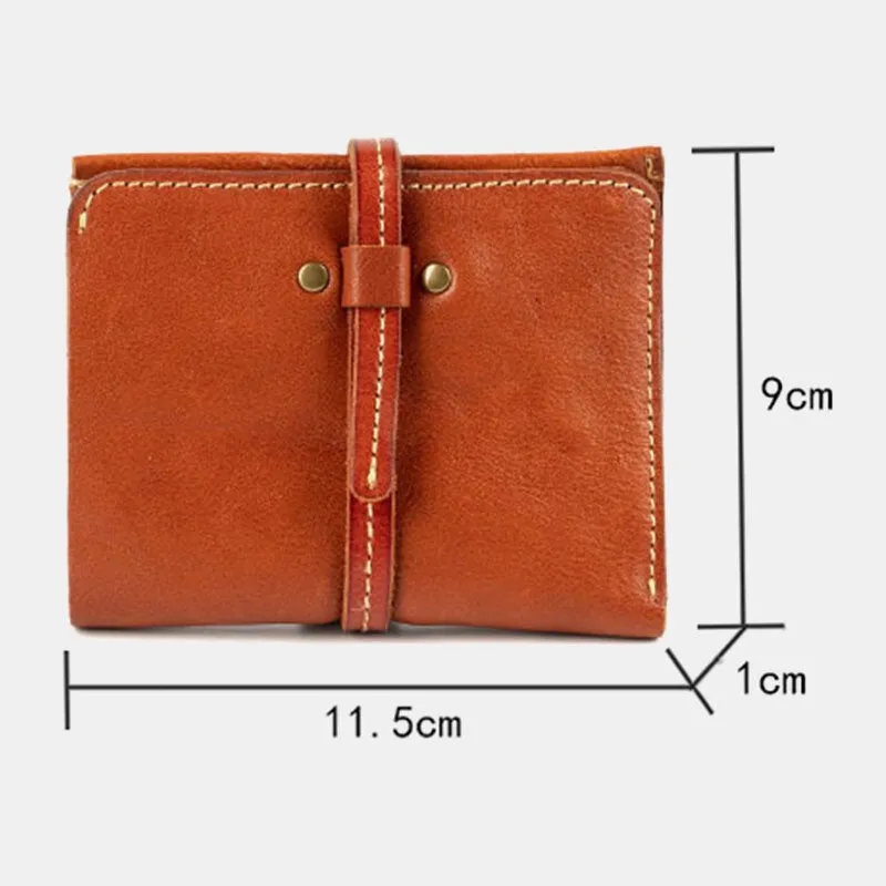 Men First Layer Cowhide Multi-card Slot Card Case Retro Bifold Short Soft Leather Coin Purse Wallet