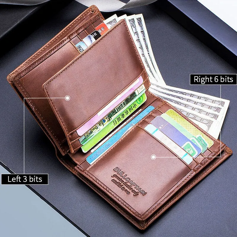 Men Genuine Leather Bifold Multi-card Slot Card Holder Coin Purse Money Clip Wallet