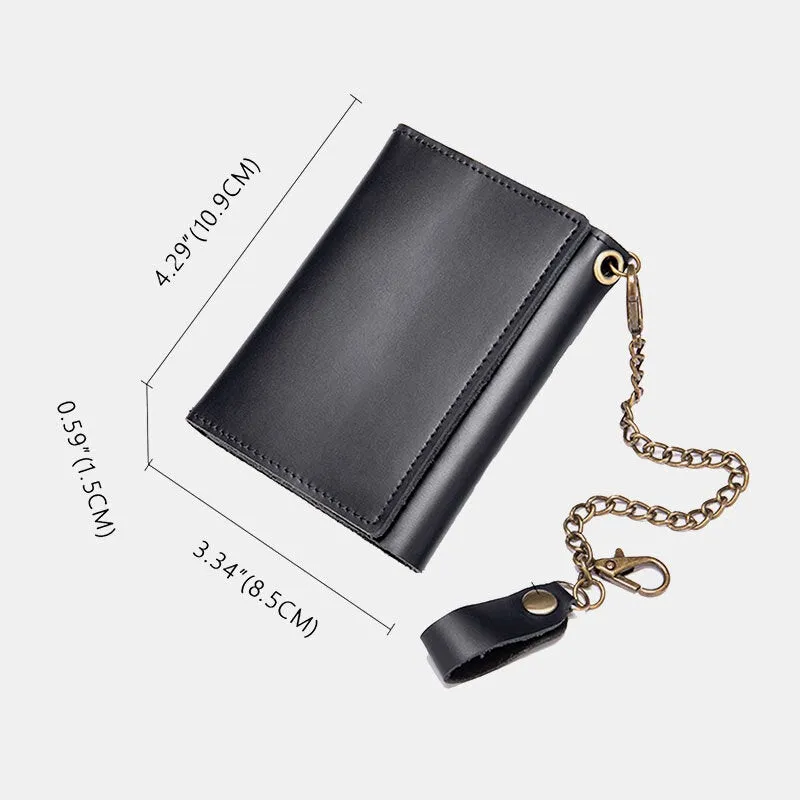 Men Genuine Leather Trifold RFID Blocking Antimagnetic Wallet Casual Short 6 Card Slot Card Holder Coin Purse