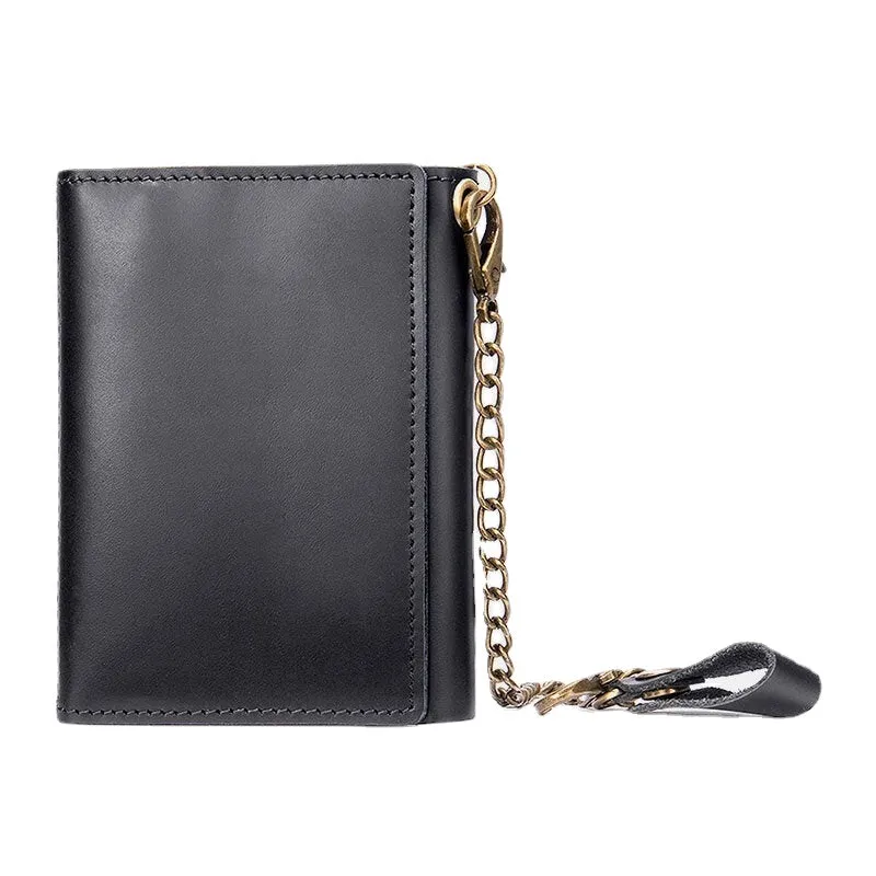 Men Genuine Leather Trifold RFID Blocking Antimagnetic Wallet Casual Short 6 Card Slot Card Holder Coin Purse