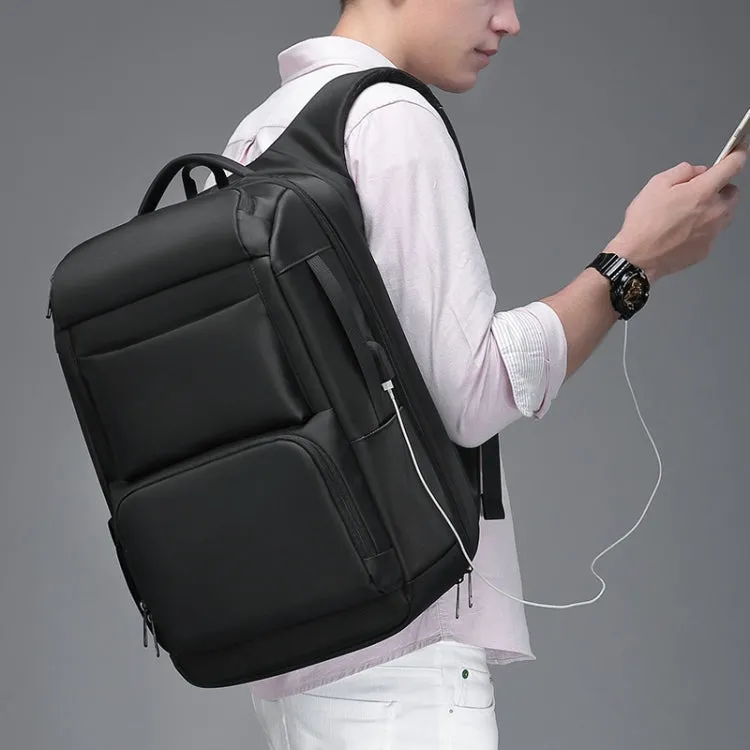 Men Large Capacity Travel Backpack Anti-theft Laptop Backpack with USB Charging Port(Black)