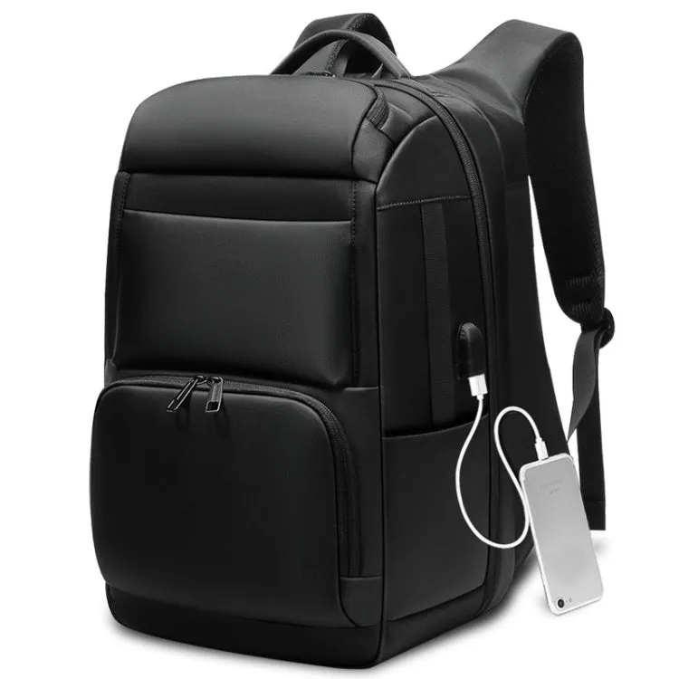 Men Large Capacity Travel Backpack Anti-theft Laptop Backpack with USB Charging Port(Black)