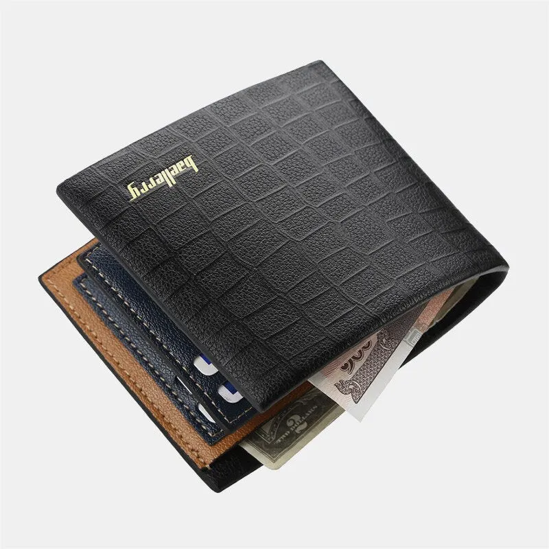 Men PU Leather Short 6 Card Slot Card Holder Business Fashion Bifold Thin Driver License Wallet Coin Purse