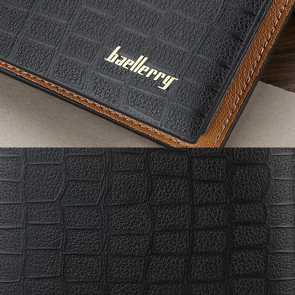 Men PU Leather Short 6 Card Slot Card Holder Business Fashion Bifold Thin Driver License Wallet Coin Purse