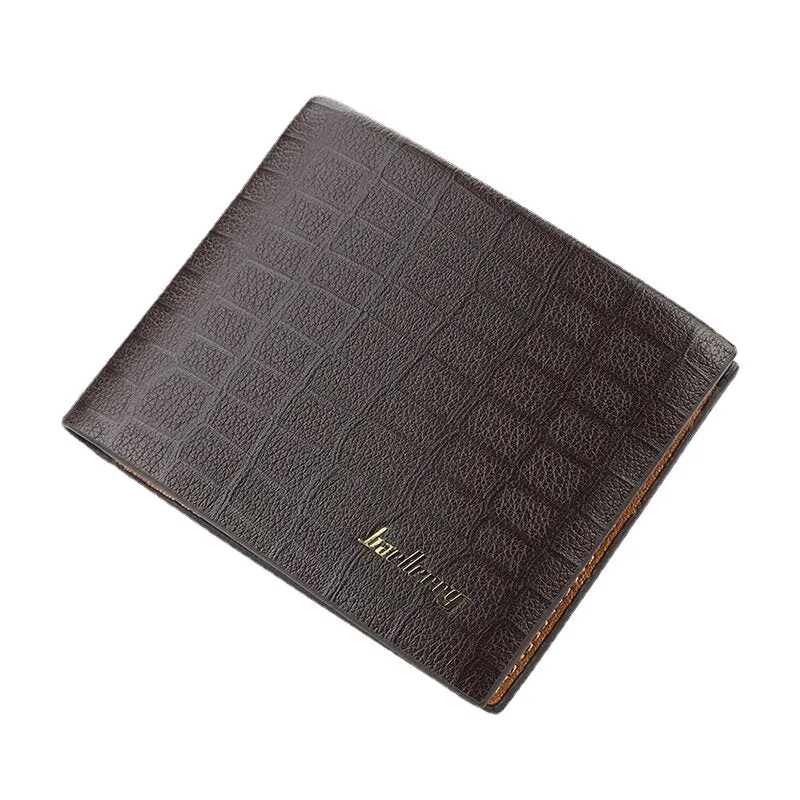 Men PU Leather Short 6 Card Slot Card Holder Business Fashion Bifold Thin Driver License Wallet Coin Purse