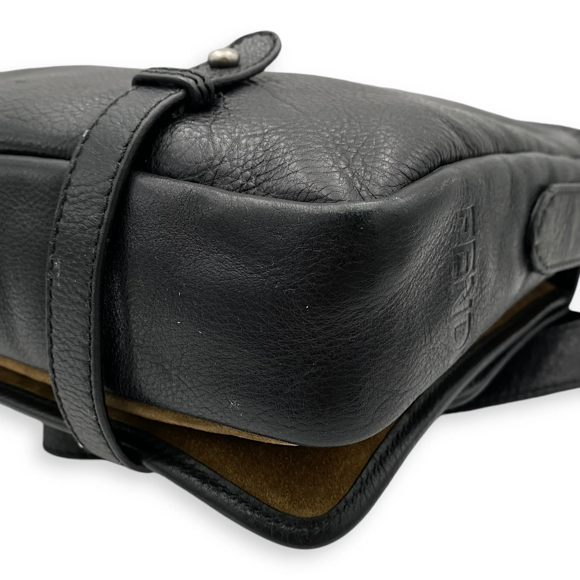 Messenger Bag Black in Calfskin, Silver