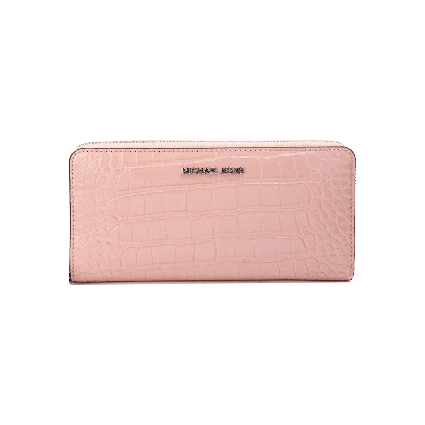 Michael Kors Jet Set Large Pink Animal Print Leather Continental Wrist Wallet