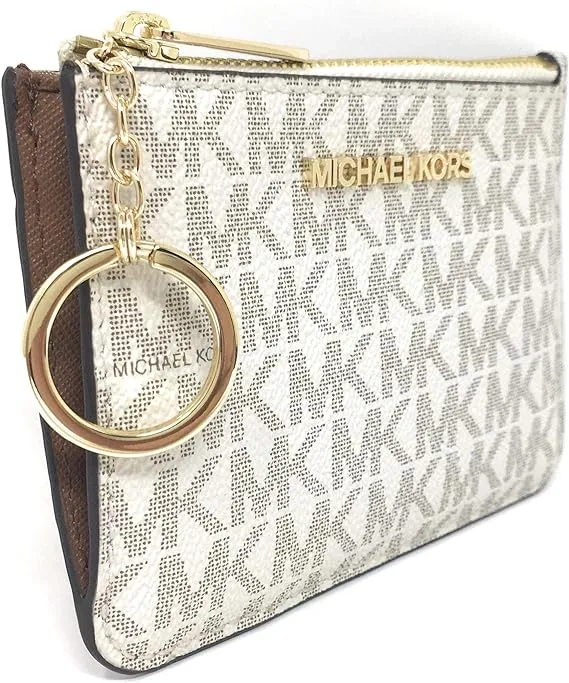 Michael Kors Jet Set Travel Small Top Zip Coin With ID Holder Wallet, Brown, Gray