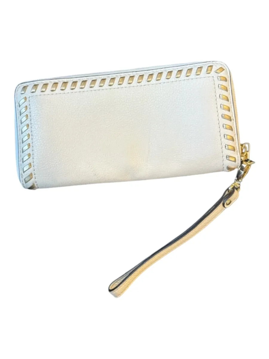 Michael Kors White & Gold Leather Stitching Zip Around GHW Wallets