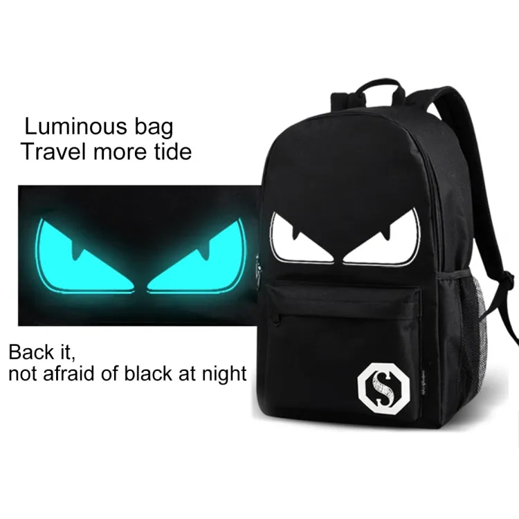 Multi-Function Large Capacity Oxford Cloth Black Music Boy Luminous Backpack Casual Laptop Computer Bag with External USB Charging Interface for Men / Women / Student, L, Size: 48*29*17cm