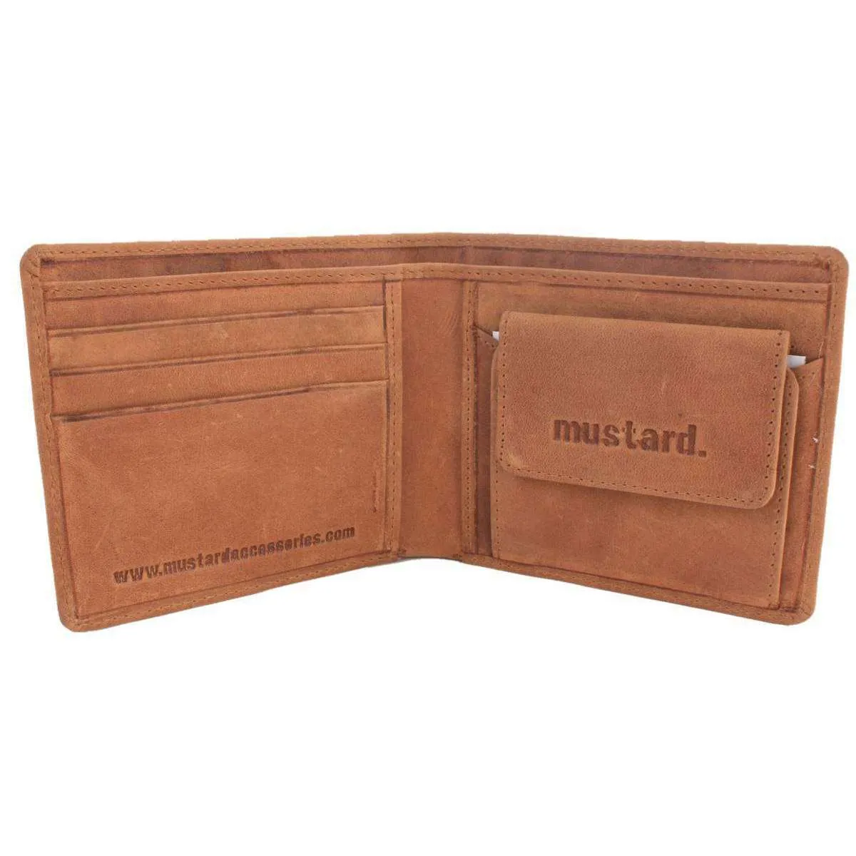 Mustard Ring Bifold and Coin Wallet - Brown