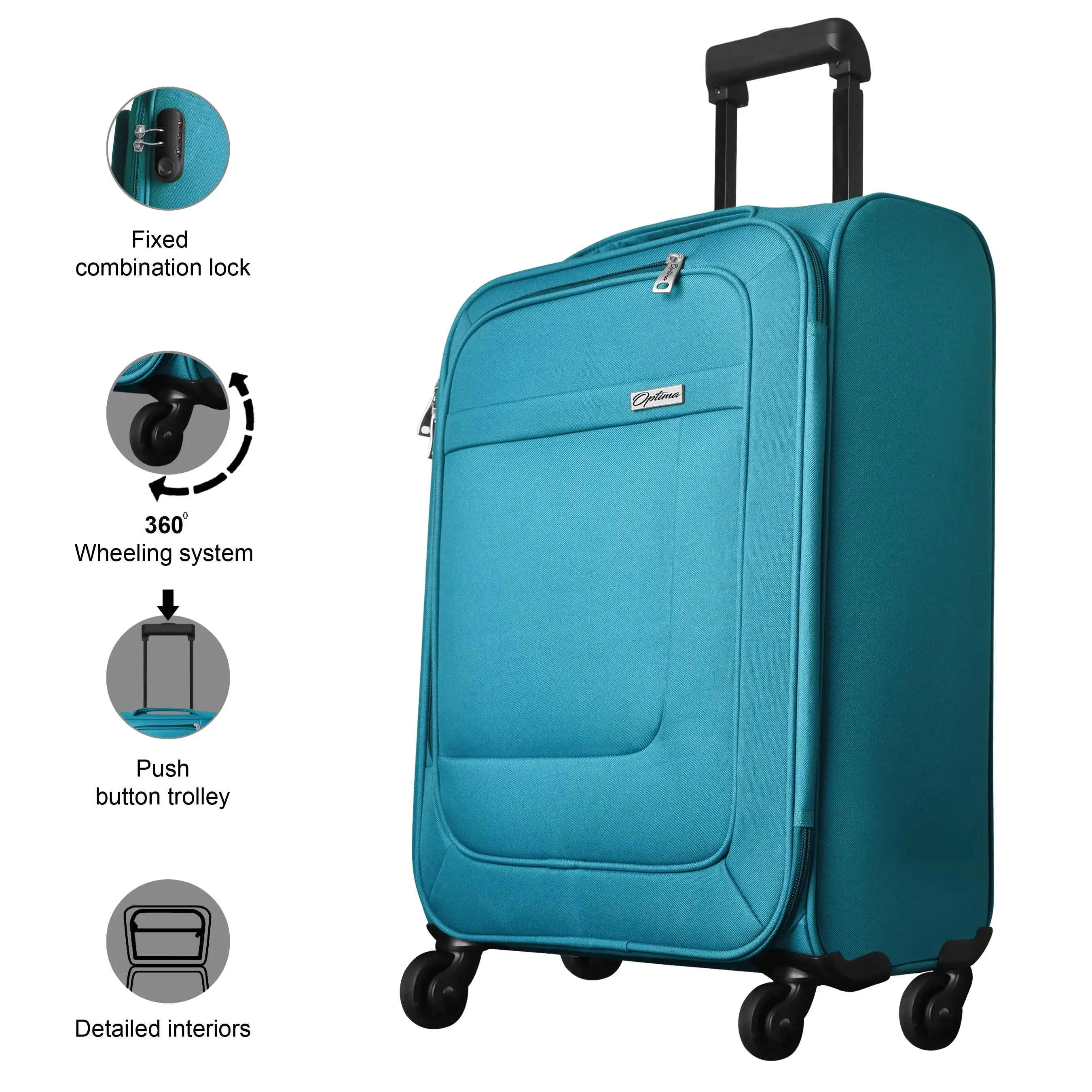 OPTIMA Prion Softside Expandable Roller Luggage (20 inch Colour -T.Blue)