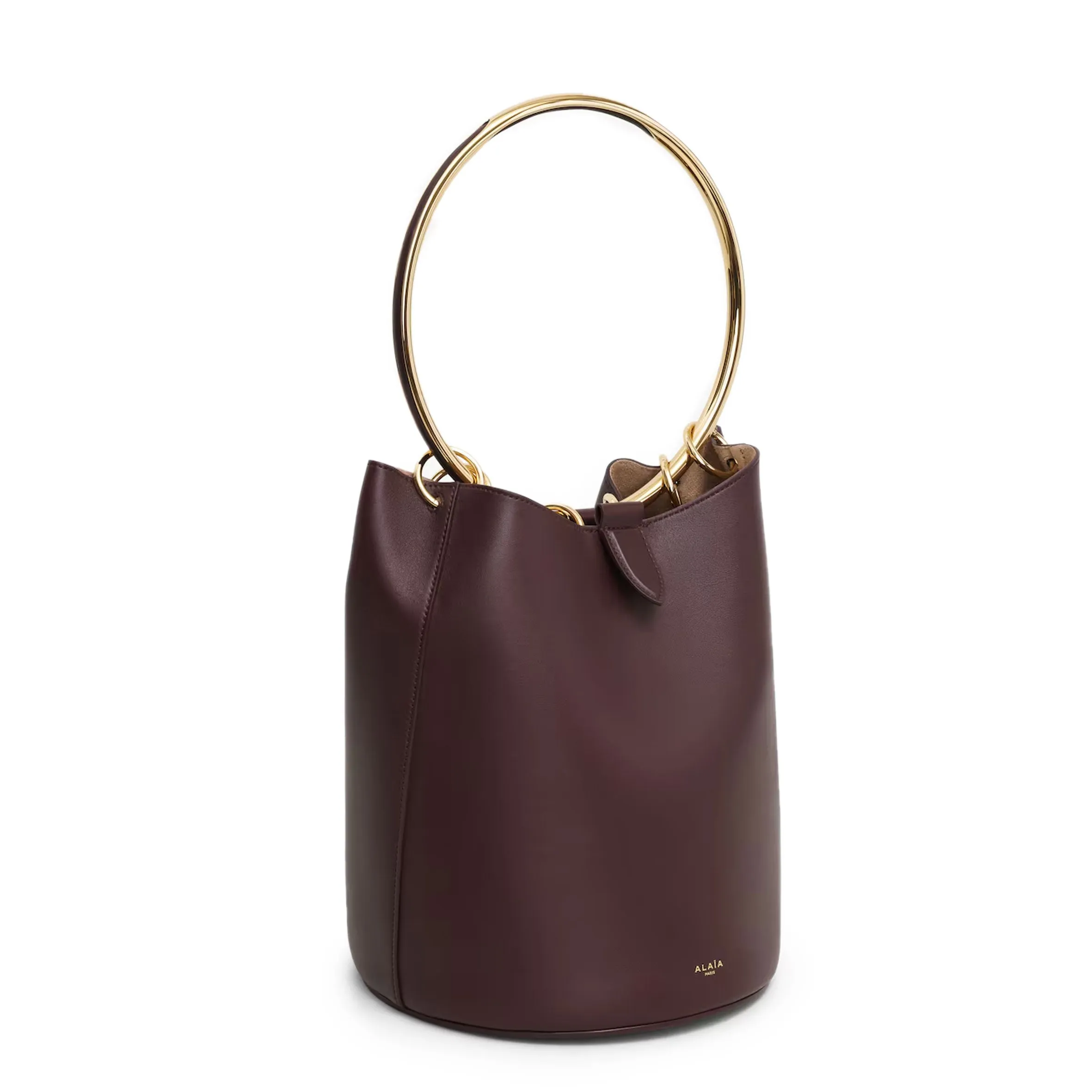 Ring Bucket Bag Large Calf, Chocolate